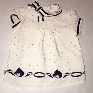 Janie And Jack Horse Themed Toddler Girl Polka Dot Blouse Top | 12-18 Months